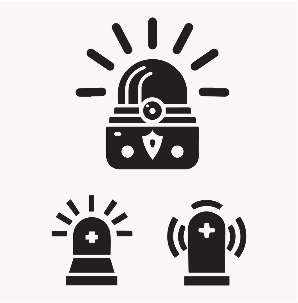 Minimalist Silhouette of Flashlight and Alarm Light vector
