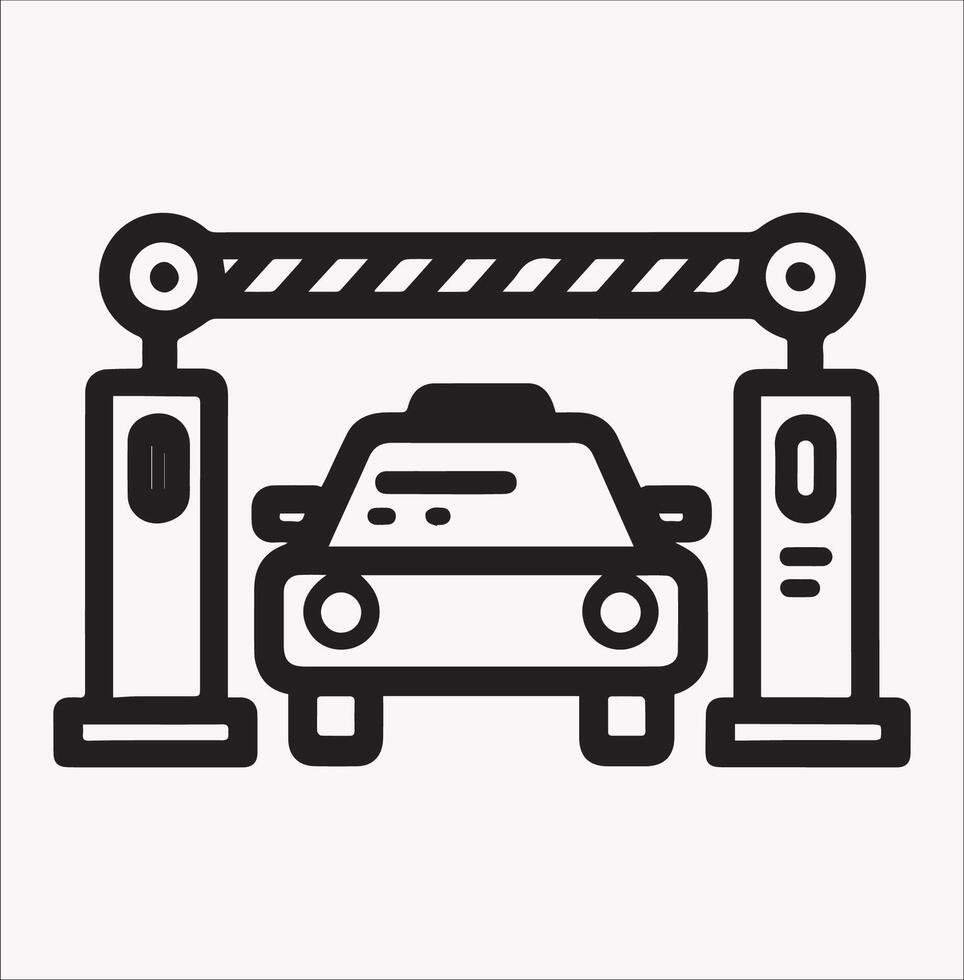 Concrete Road Barrier Silhouette with Stripes on White Background vector