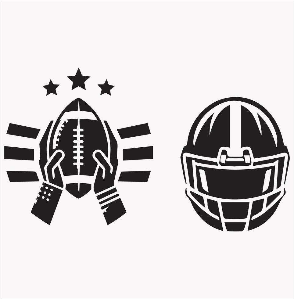 Black American Football Silhouette on Plain Background vector