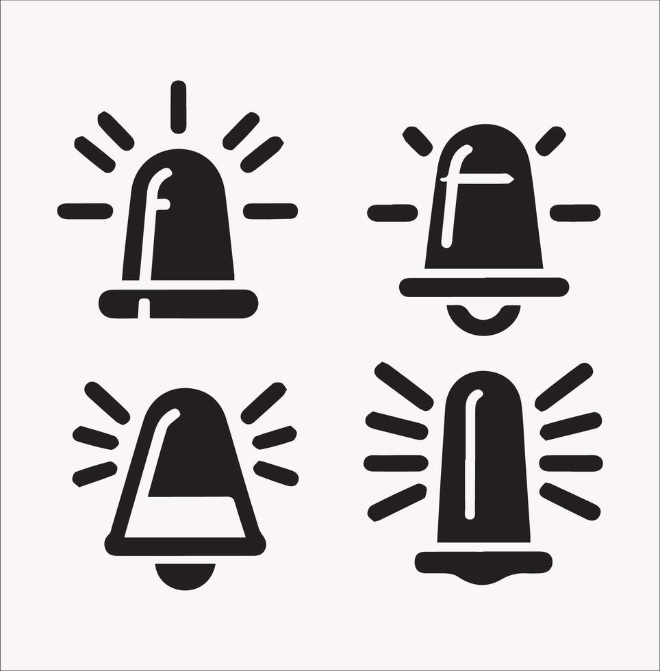 Clean Silhouette of Alarm Light and Flashlight on White Background vector