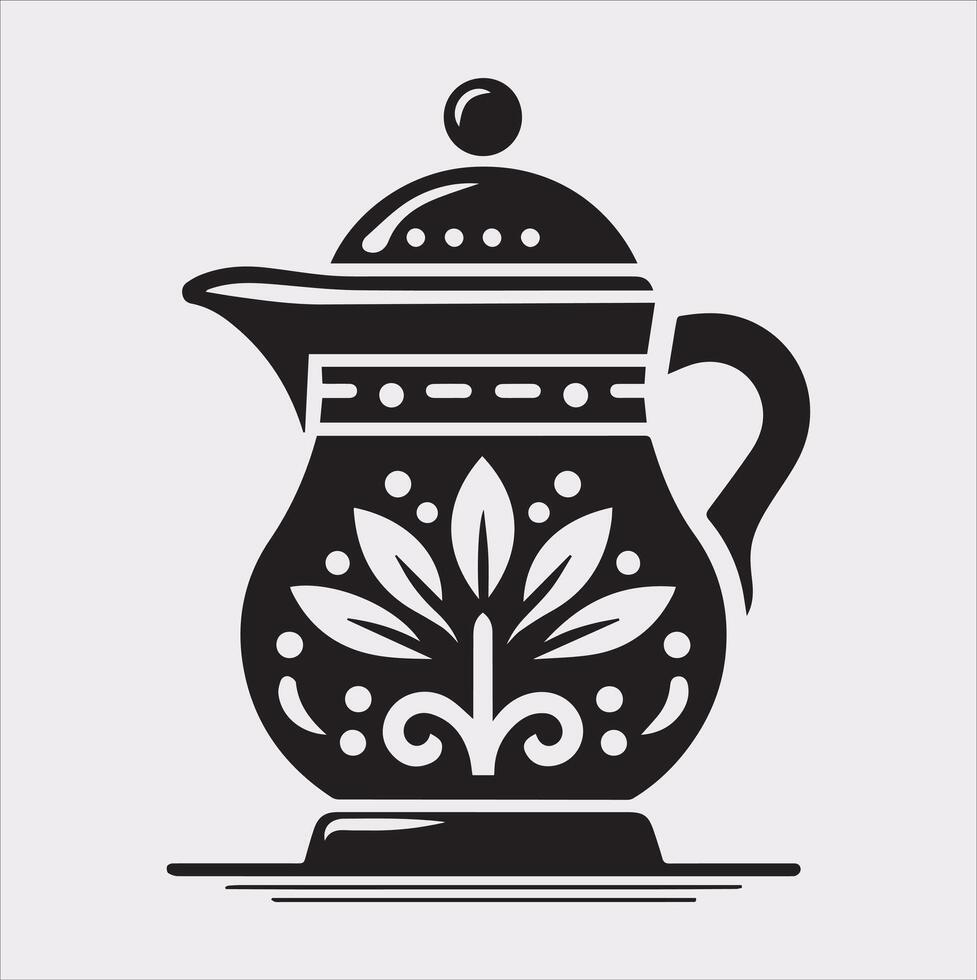 Pot Icon Silhouette Illustration on White Background vector