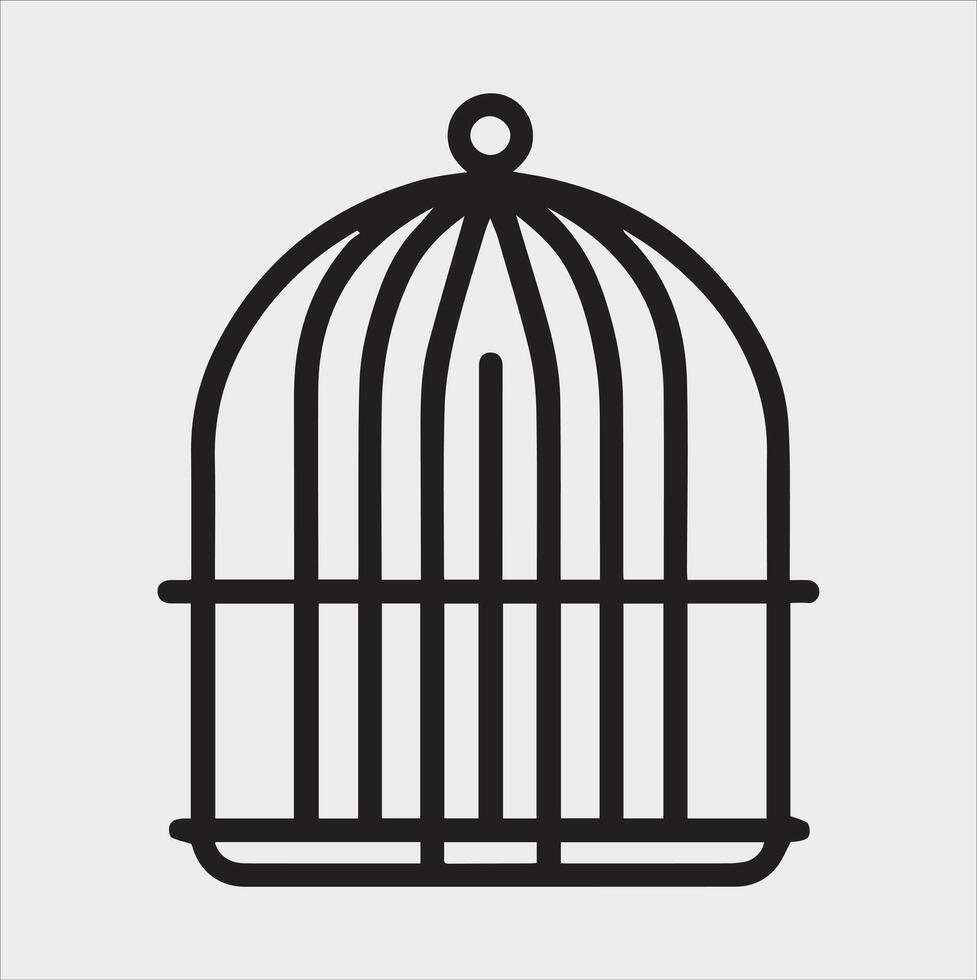Elegant Bird Cage Outline Silhouette for Creative Projects vector