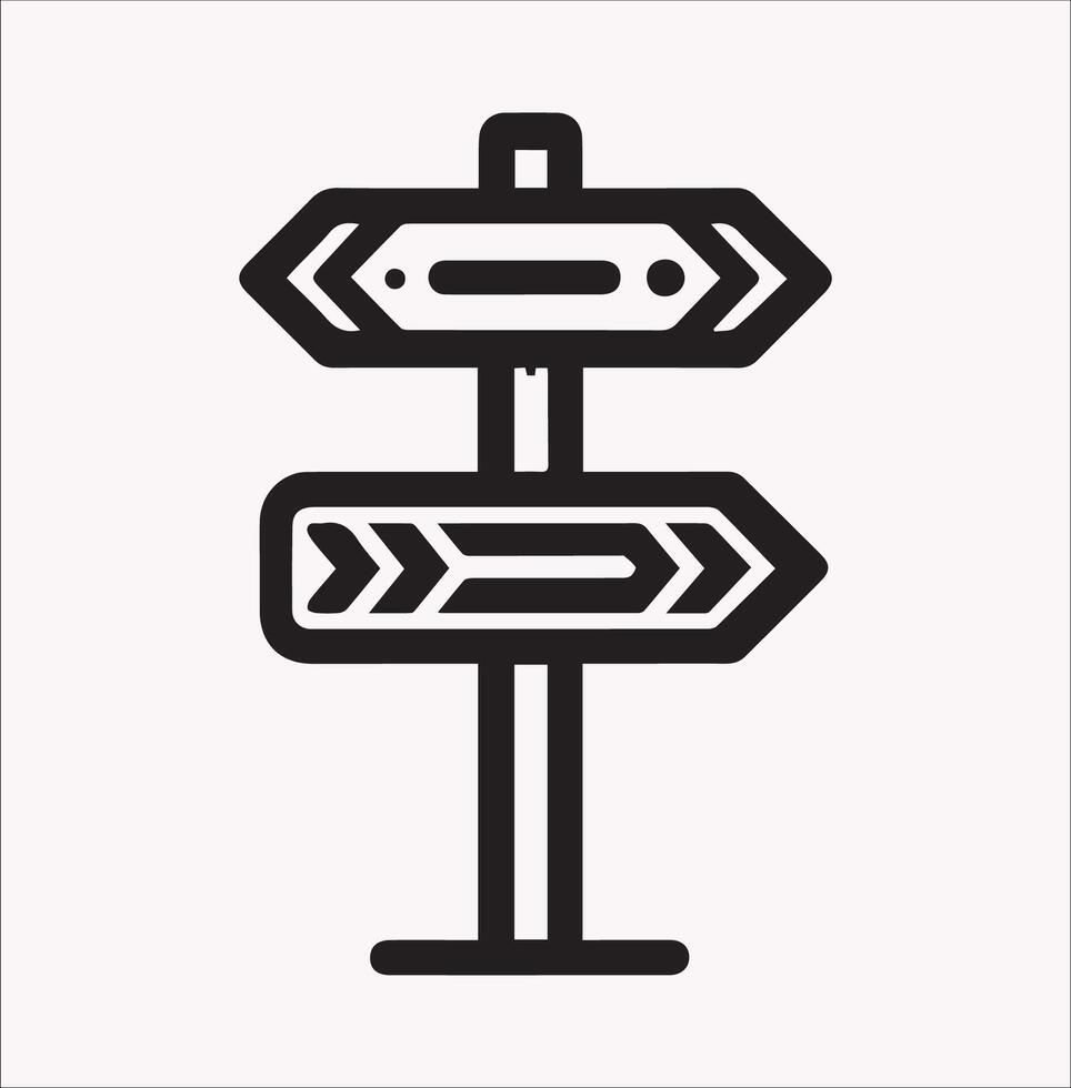 Stylish Traffic Direction Board Icon Silhouette vector
