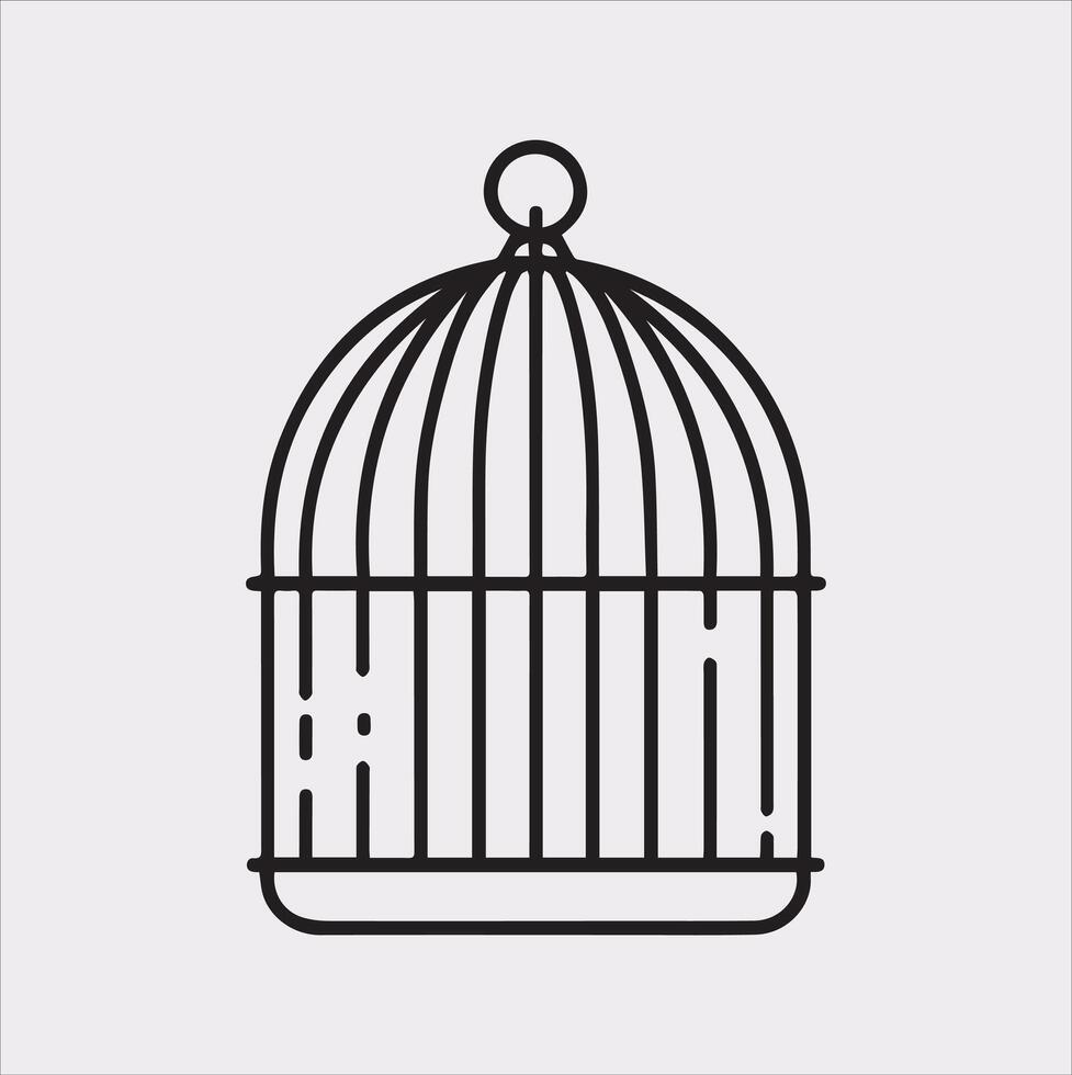 Bird Cage Silhouette Illustration on White Background vector
