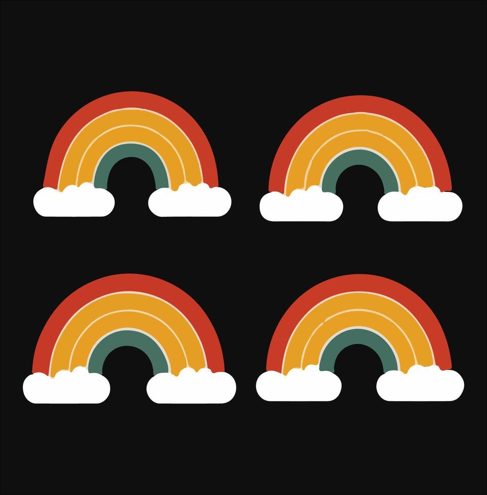 Colorful Clouds and Rainbow Illustration Design vector