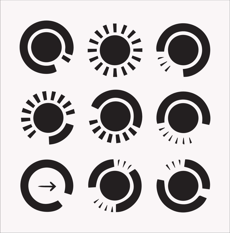 Loading circle icon set Silhouette on White Background vector