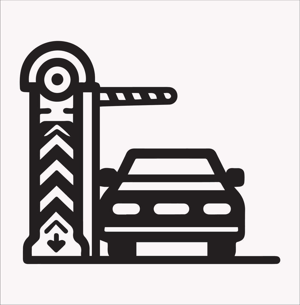 Striped Concrete Road Barrier Silhouette on White Background vector