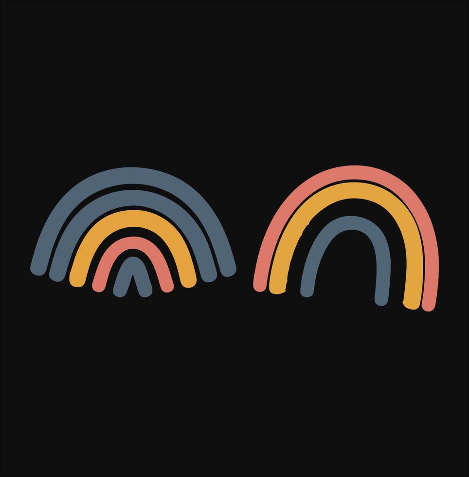 Rainbow Art Clouds and Rainbow Illustration on White Background vector