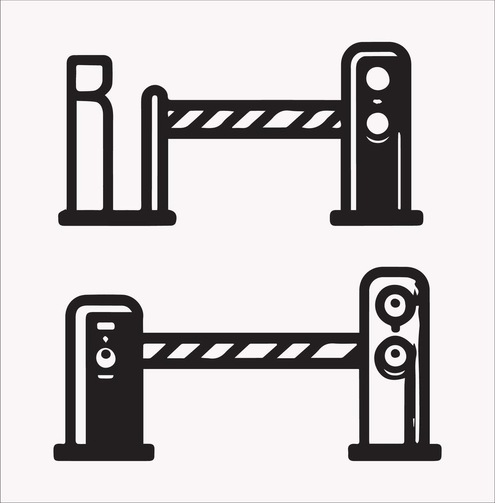 Road Barrier Silhouette for Traffic Striped Concrete on White Background vector