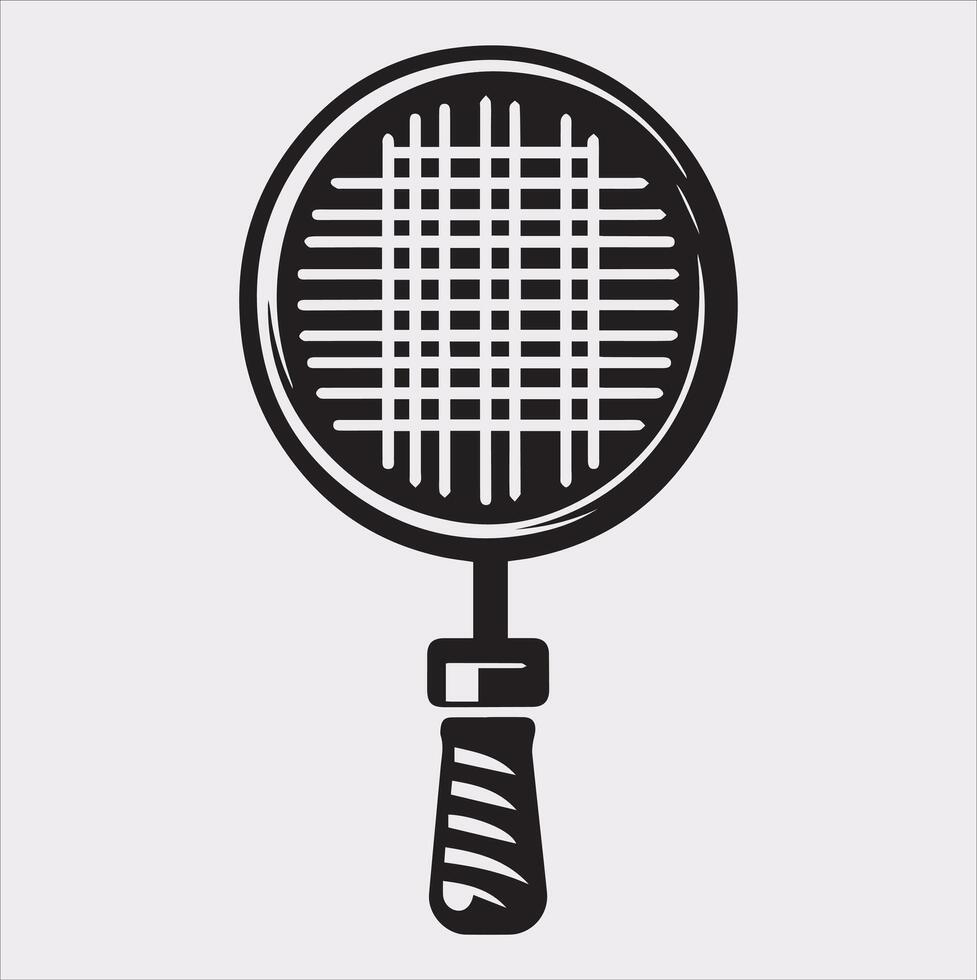 Clean Badminton Racket Icon Silhouette Concept vector