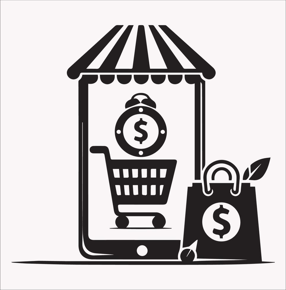 Mobile Store Silhouette Perfect for Online Shopping Themes vector