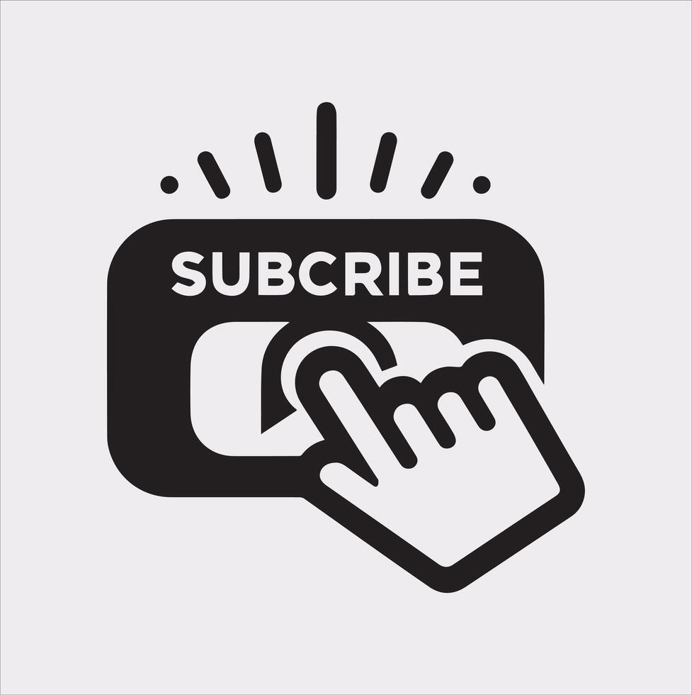 Hand Pointer Clicking Subscribe Button Icon on White Background vector