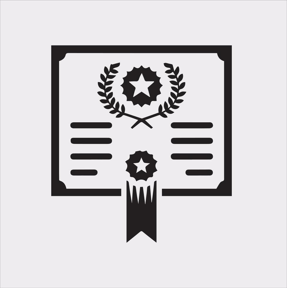 Stylish Certificate Icon Silhouette on White Background vector