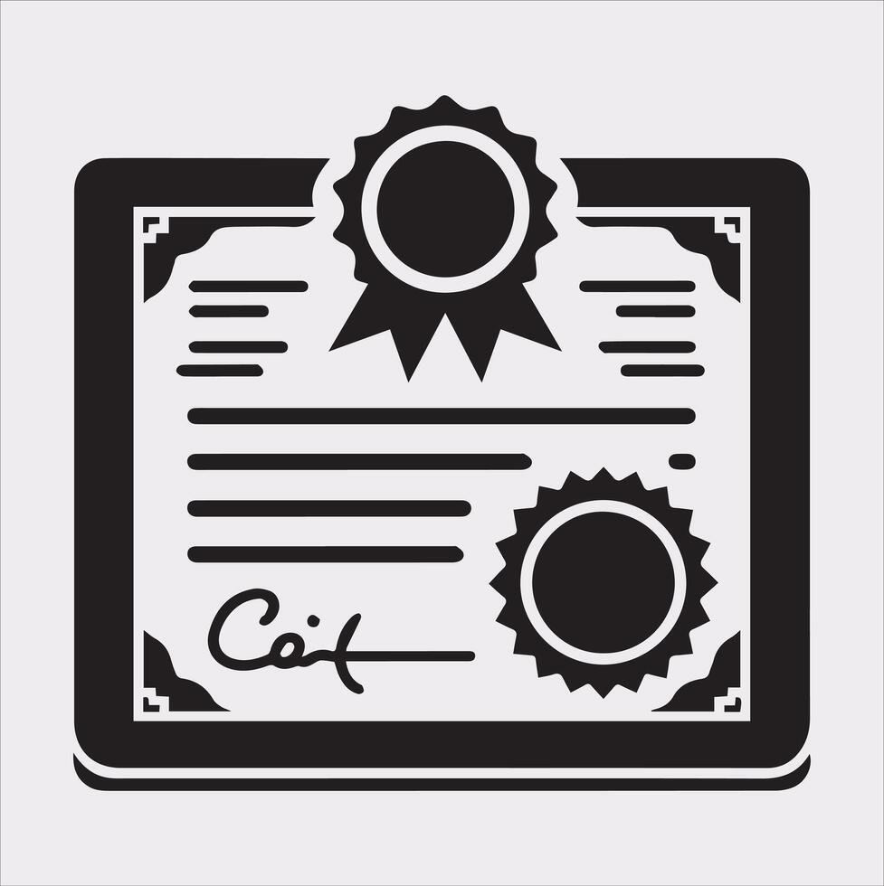 Minimalist Certificate Icon Silhouette Design vector