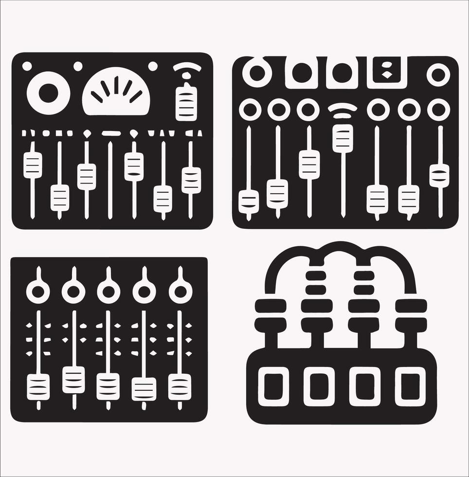 Audio Channel Mixer Silhouettes for Professional Use vector