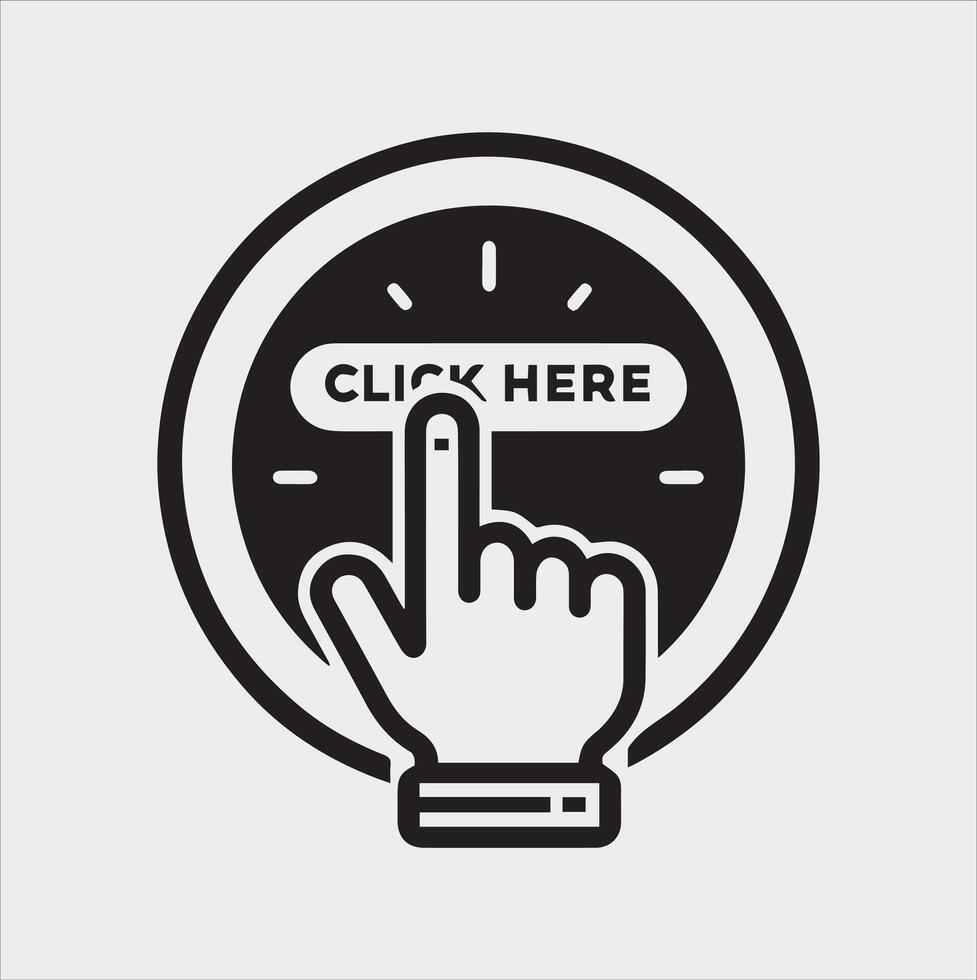 Hand Pointer Clicking Subscribe Button Silhouette for Digital Design vector
