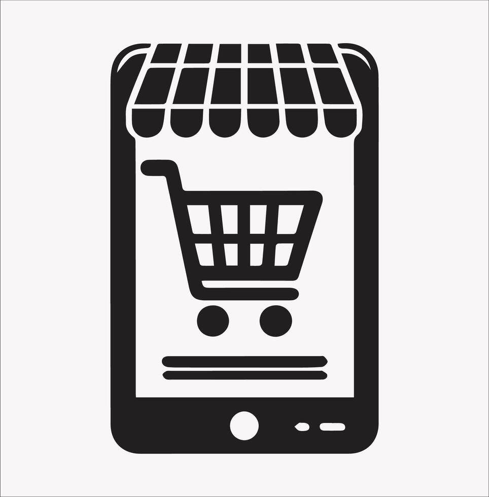 Mobile Store Silhouette on White Background for E-commerce vector