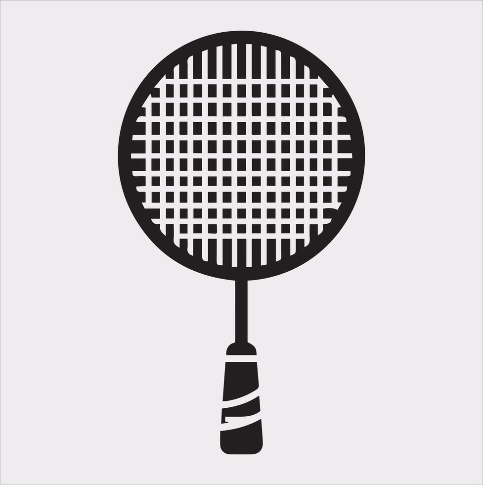 Badminton Racket Icon Silhouette Artwork on White Background vector