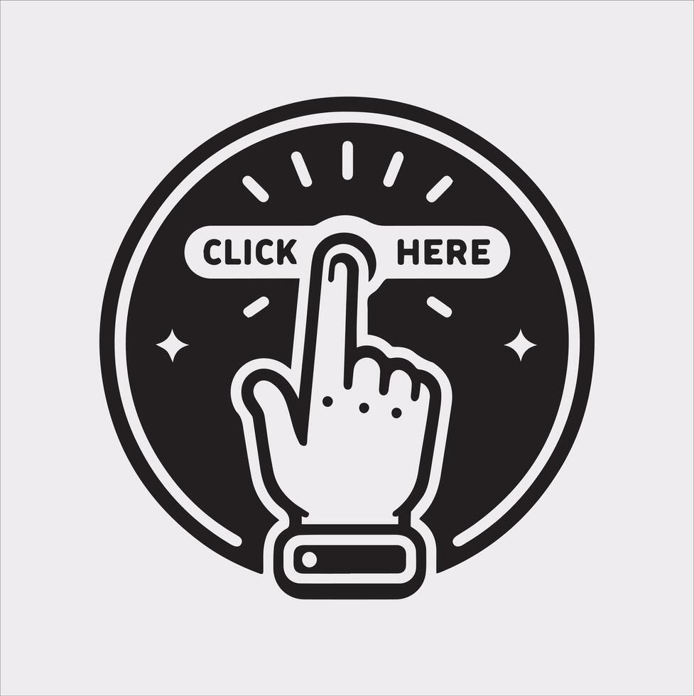 Subscribe Button with Clicking Hand Pointer Silhouette on White Background vector