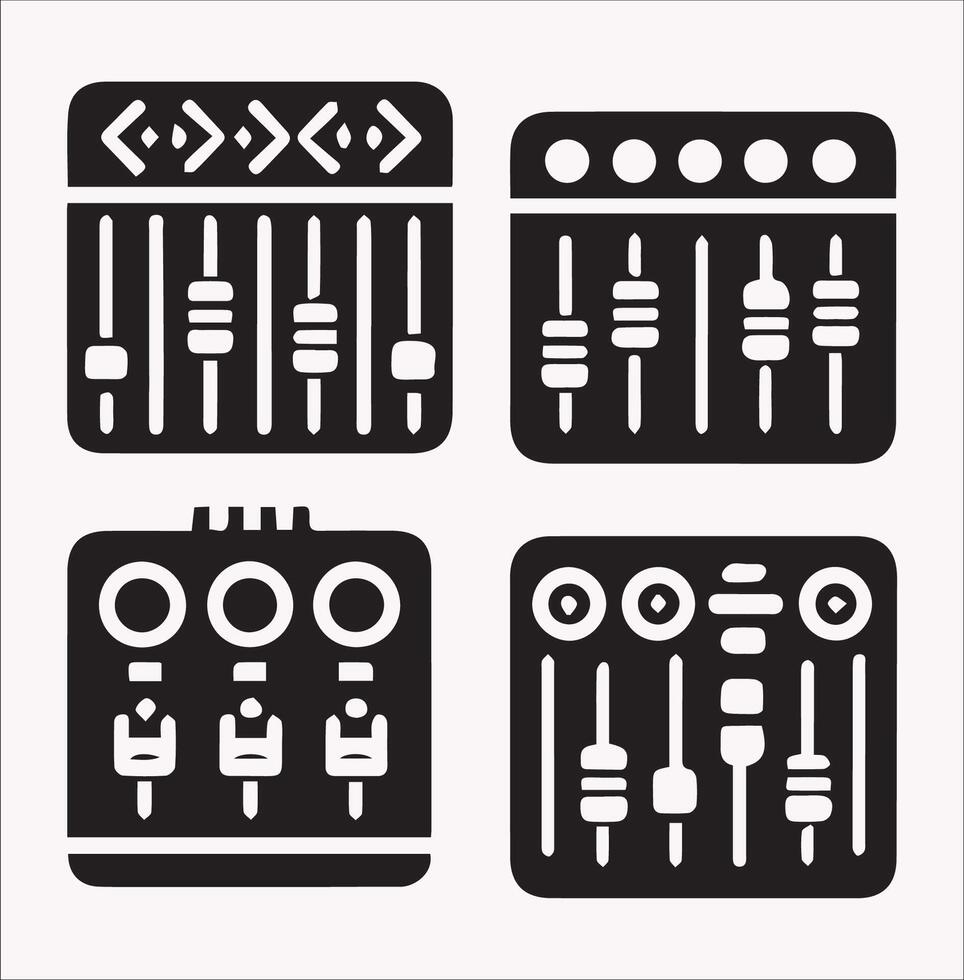 Audio Channel Mixer Silhouettes Top Mixer on a White Background vector