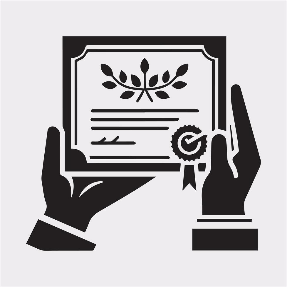 Certificate Icon Silhouette for Professional Projects vector