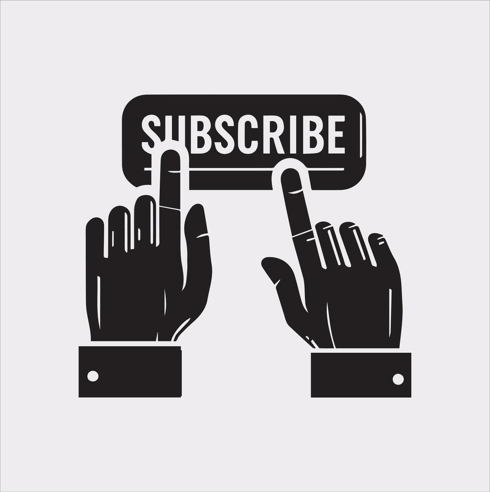 Simple Subscribe Button with Hand Pointer Icon on White Background vector