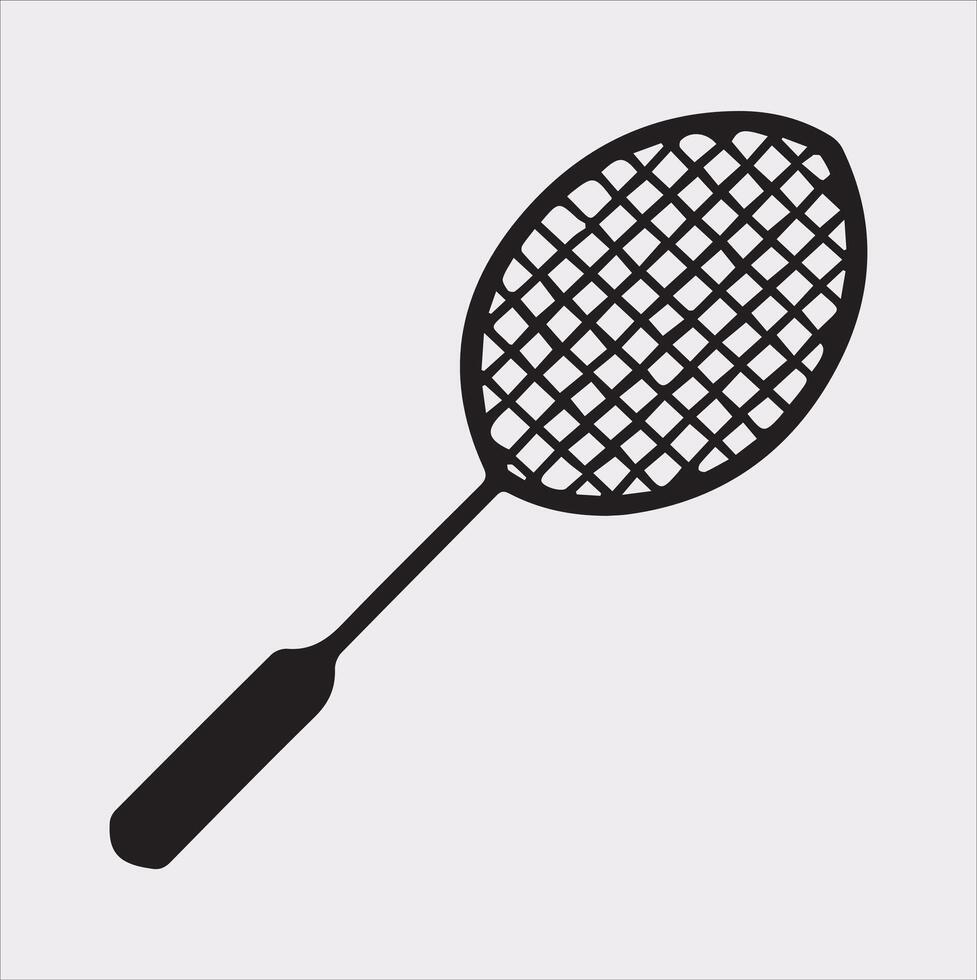 Badminton Racket Icon Silhouette Illustration on White Background vector