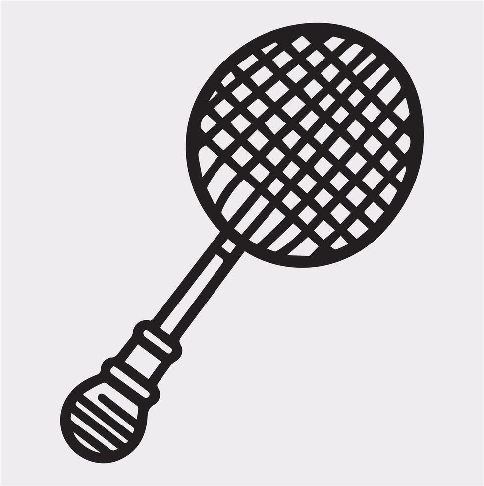 Minimalist Badminton Racket Icon Silhouette Design vector
