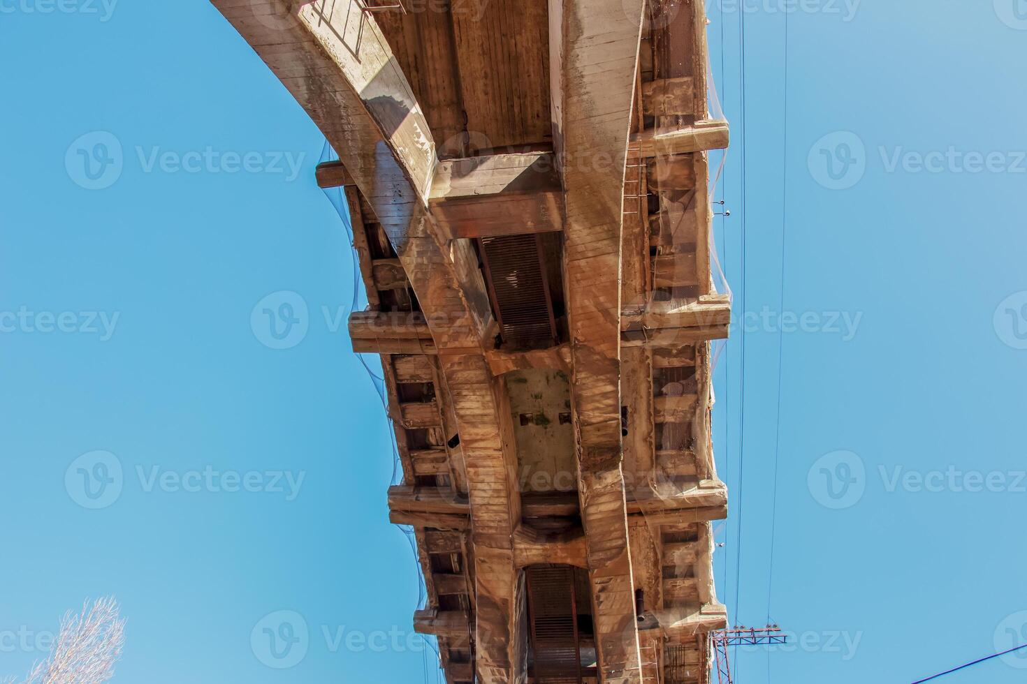 Structural elements of the old, built in the USSR, railway bridge across the Dnieper River. photo
