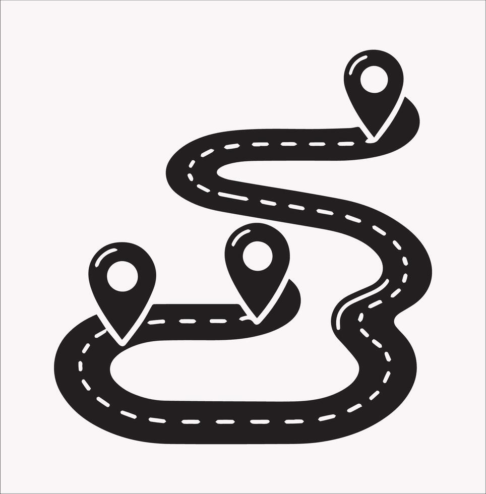 Minimalist Path and Location Silhouette Design vector