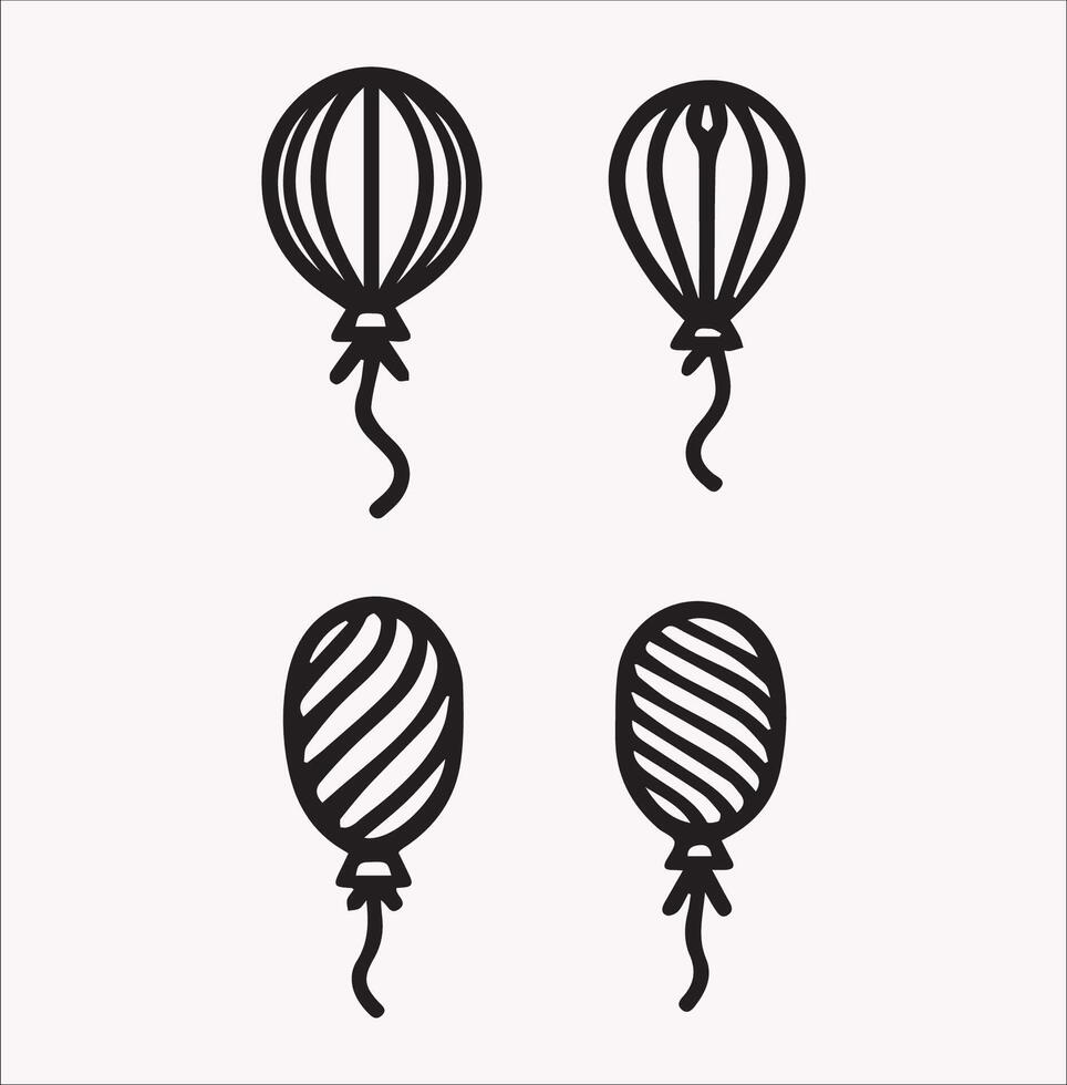 Clean Silhouette of Line Art Balloon Icons on White Background vector