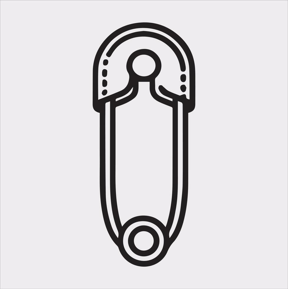 Clean Safety Pin Icon Silhouette on White Background vector