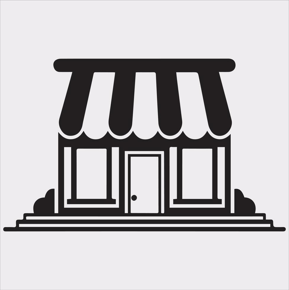 Classic Shop Store Silhouette Icon in on White Background vector