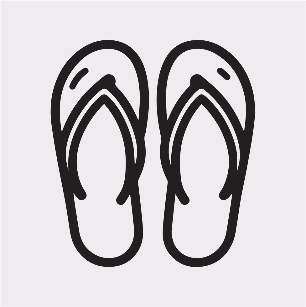 Minimalist Slippers Outline Silhouette Icon on a White Background vector
