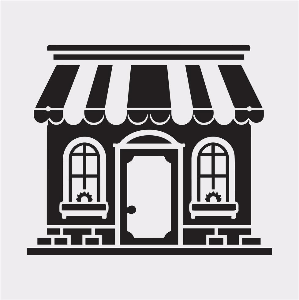 Downloadable Icon of Shop Store Silhouette on White Background vector
