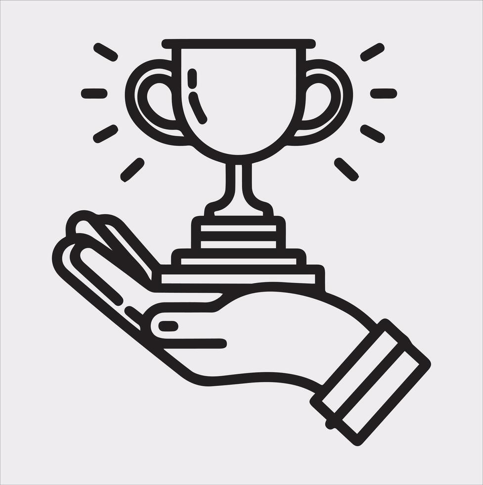 Iconic Winning Award Silhouette Line Art on White background vector
