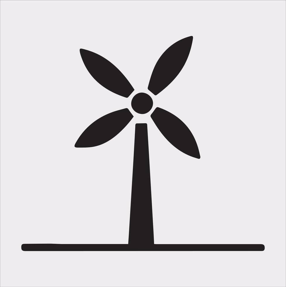 Professional Wind Power Icon Silhouette on White Background vector