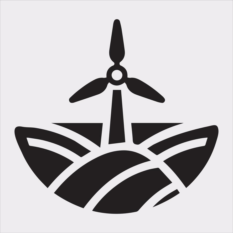 Clean Energy Wind Power Icon Silhouette on White Background vector