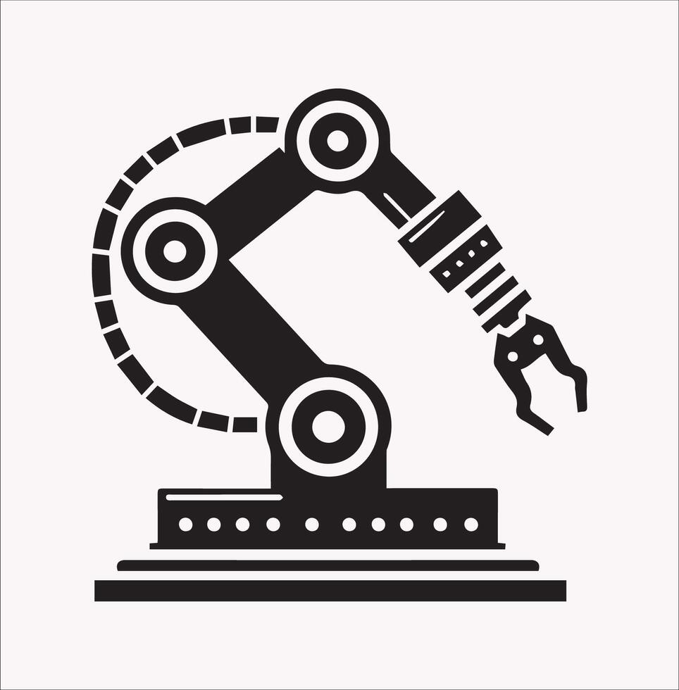 Simple Robotic Arm Silhouette Design vector