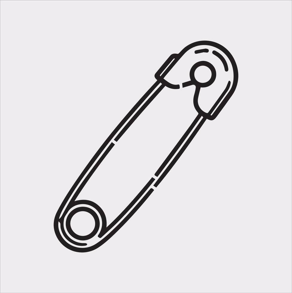Silhouette of Safety Pin Icon on White Background vector