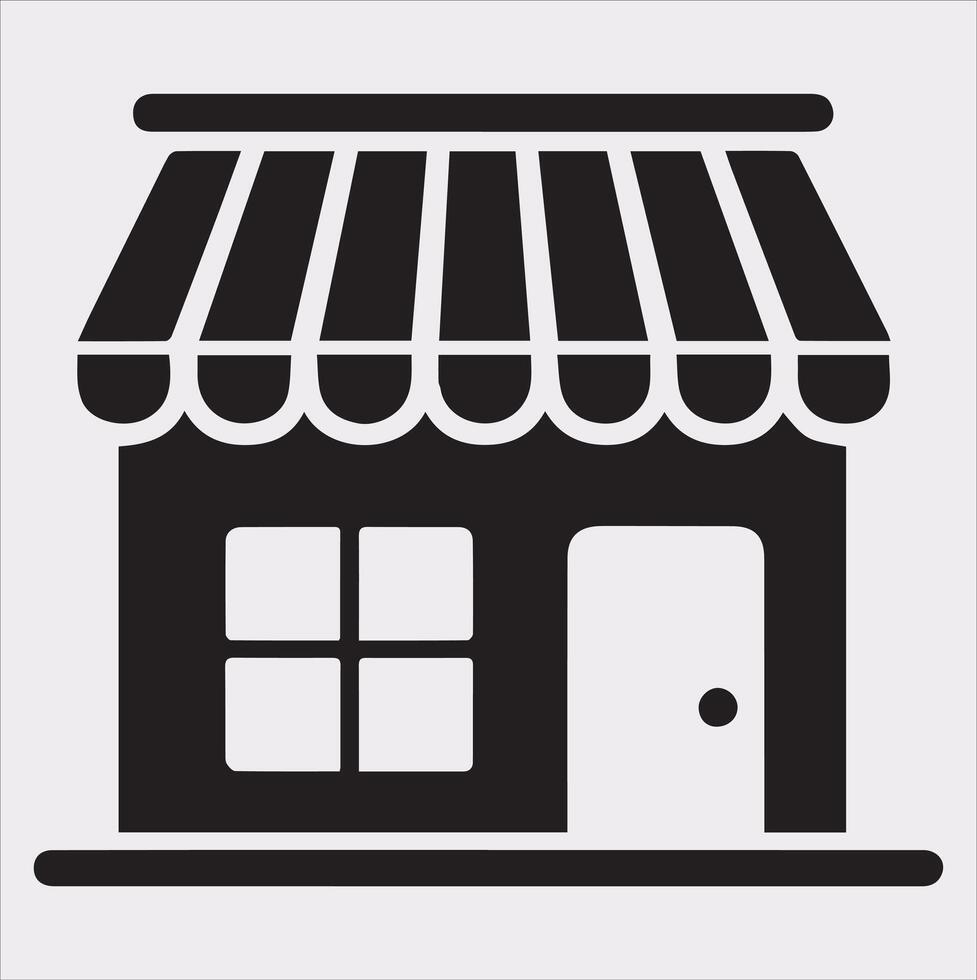 Icon of Shop Store Silhouette Illustration on White Background vector