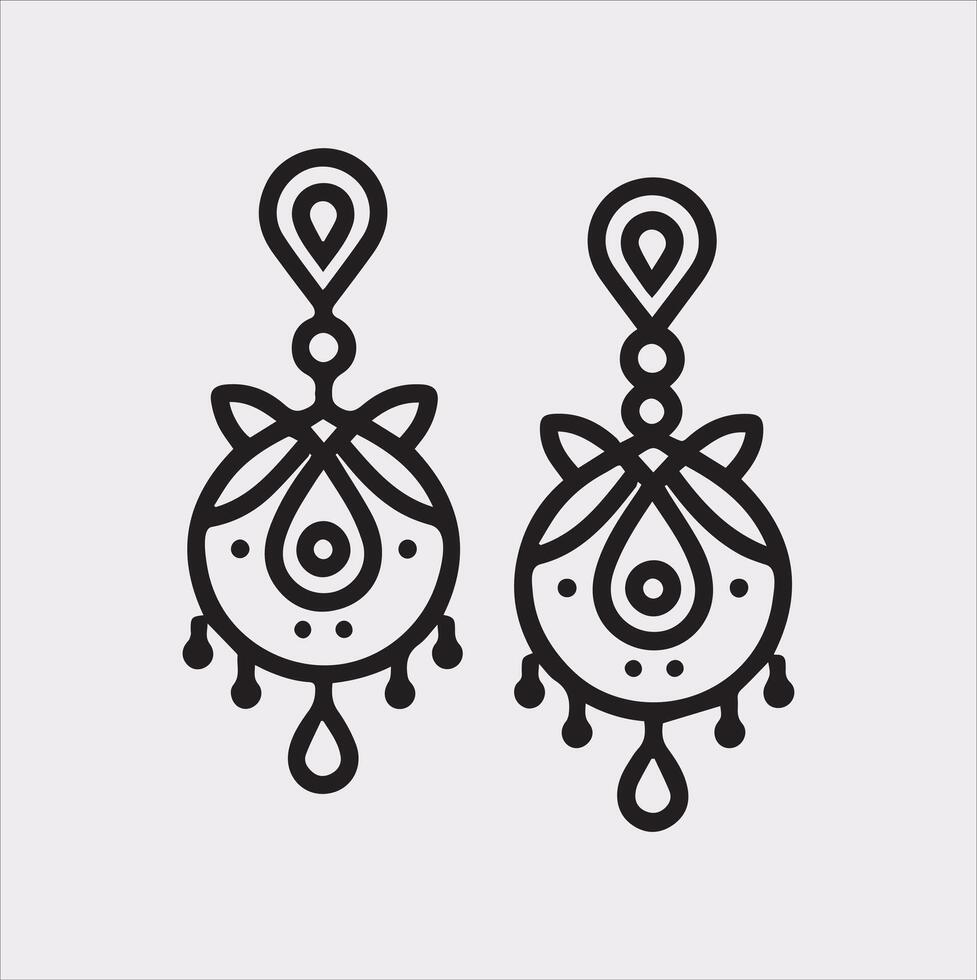 Simple Earring Icon Silhouette on White Background vector