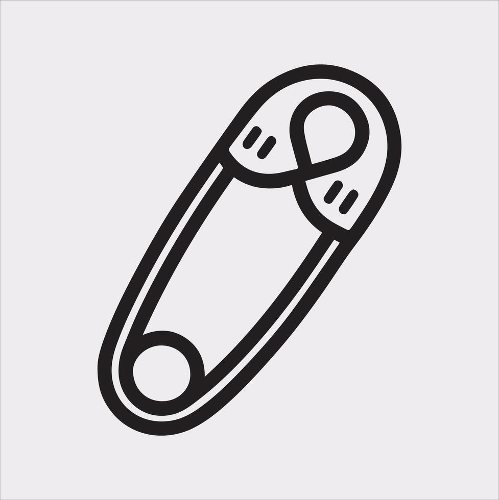 High Quality Safety Pin Icon Silhouette on White Background vector