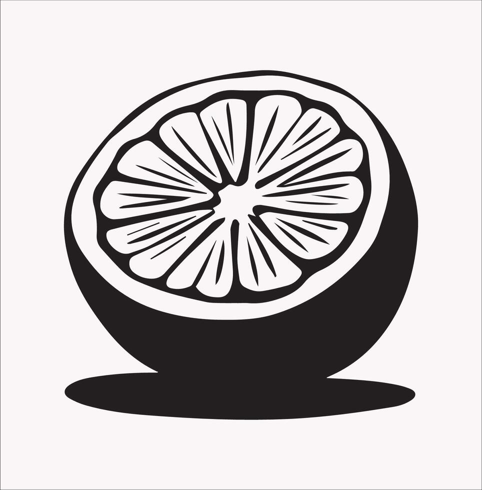 Half an Orange Silhouette on White Background vector