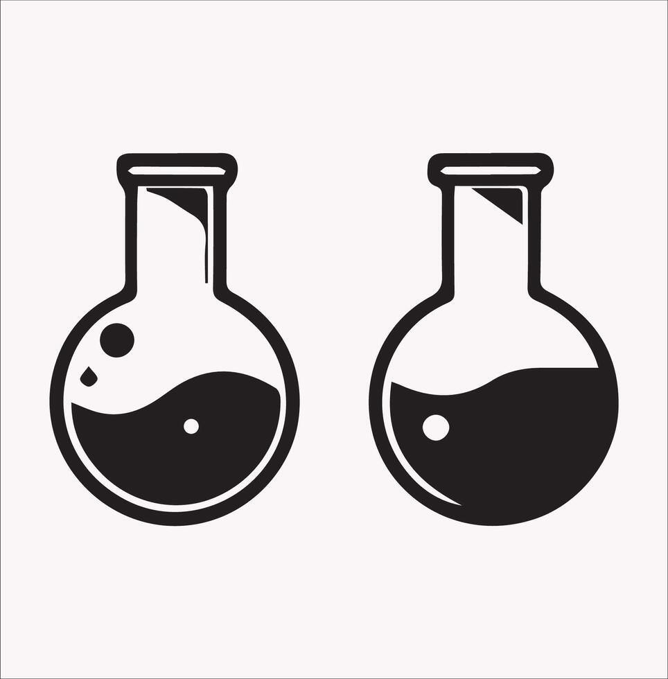 Simple Test Tube Silhouette Icons in Multiple Styles vector