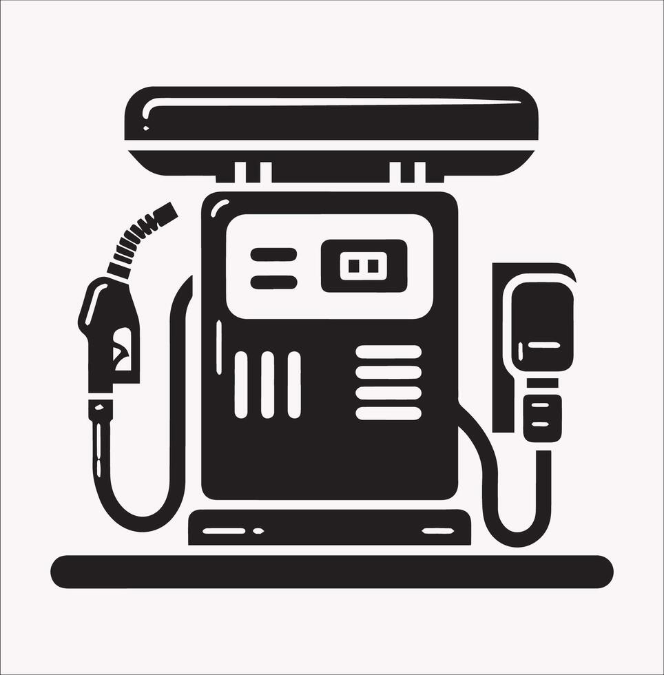 Minimalist Station Gas Pump Icon Silhouette Design vector