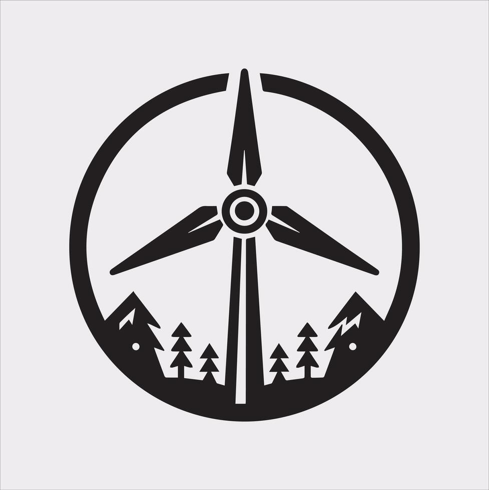 Minimalist Wind Power Icon Silhouette for Renewable Energy Projects vector