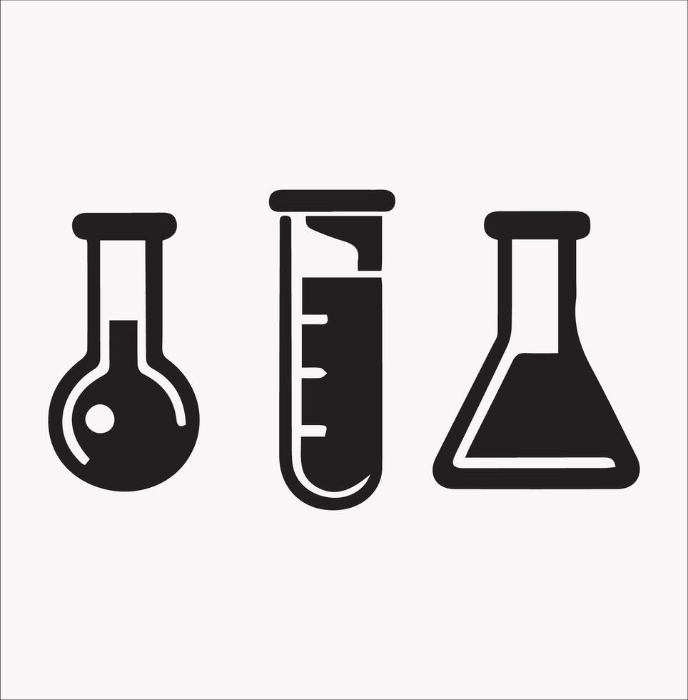 Different Style Test Tube Silhouette Icons on White Background vector