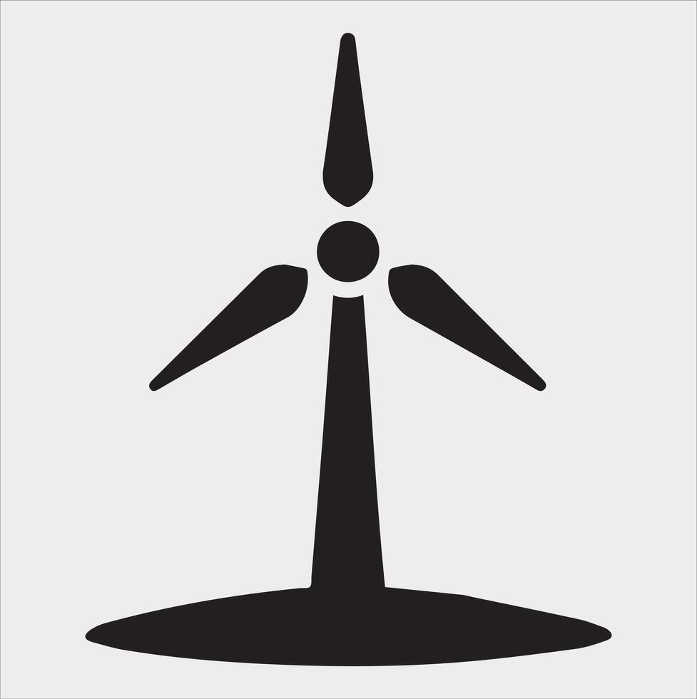 Wind Turbine Icon Silhouette Illustration on White Background vector