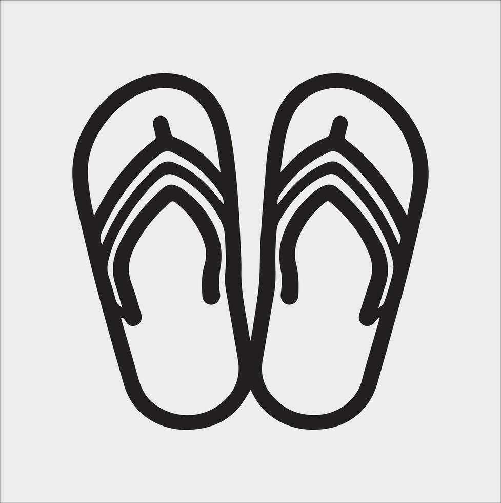 Get the Best Slippers Outline Silhouette Icon on White Background vector